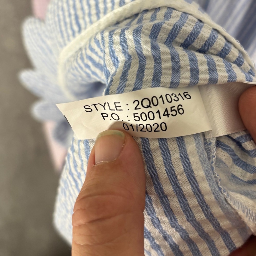 Vineyard Vines Blue and White Striped Sleeveless Shirt Dress with Pink Bow - Picture 6 of 15